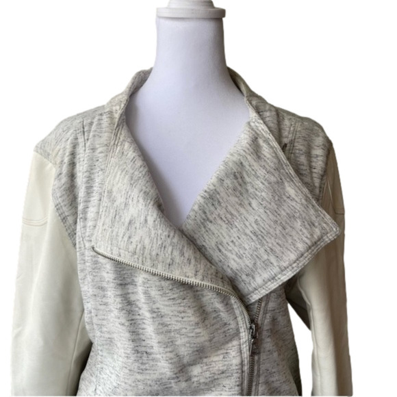 Vince Camuto Moto Jacket Two-Tone Gray White Asymmetric Zip Front XL - Picture 1 of 13